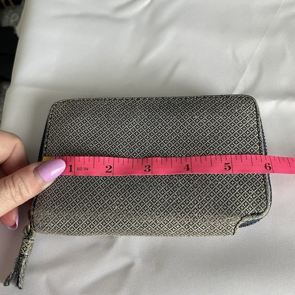 Vintage FOSSIL MEDIUM ZIP AROUND WALLET Gray Blue Geometric Metallic Leather - Picture 14 of 15